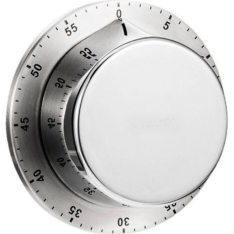 Küchentimer – Mechanischer Küchentimer (1 Stunde) – Countdown-timer Aus Edelstahl – Langanhaltender Akustischer Alarm – Magnetischer Kochtimer – Silber – A