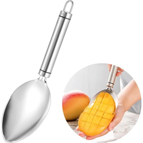 Mangoschneider, Silberner Mangoschneider, Edelstahl-mikroklinge Für Wassermelone, Mangoschäler, Rutschfester Griff, Mangoschneider, Obstschneider, Küchenutensil