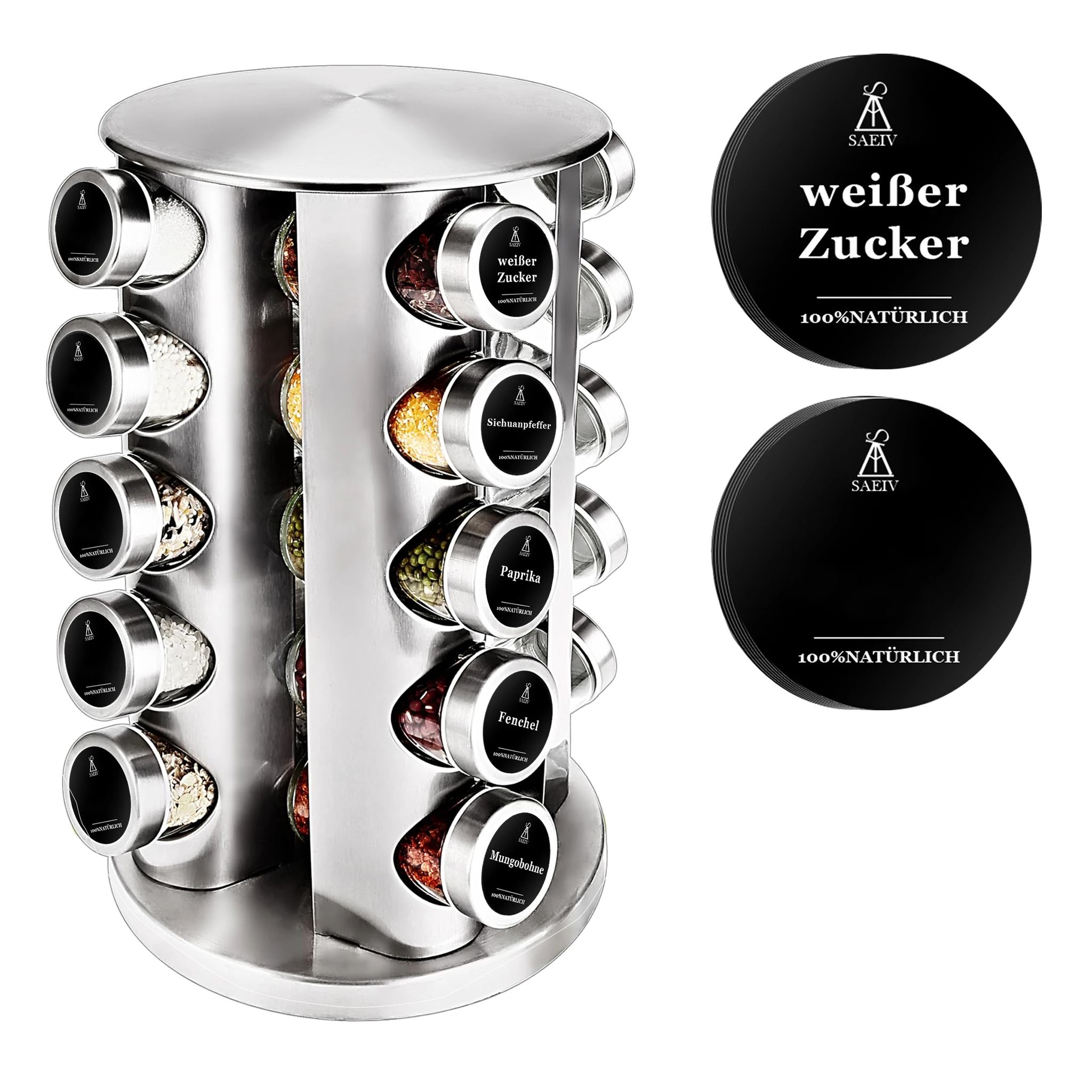 Gewürzregal, 360° Drehbar, Umweltfreundliches Design, 20pcs
