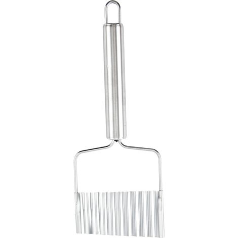 Professioneller Pommes-frites-schneider Mit Wellenklinge Für Pommes Frites Oder Gemüse, Ovalem Griff, Aufhängevorrichtung, Edelstahl, 23 X 8 Cm – Silber