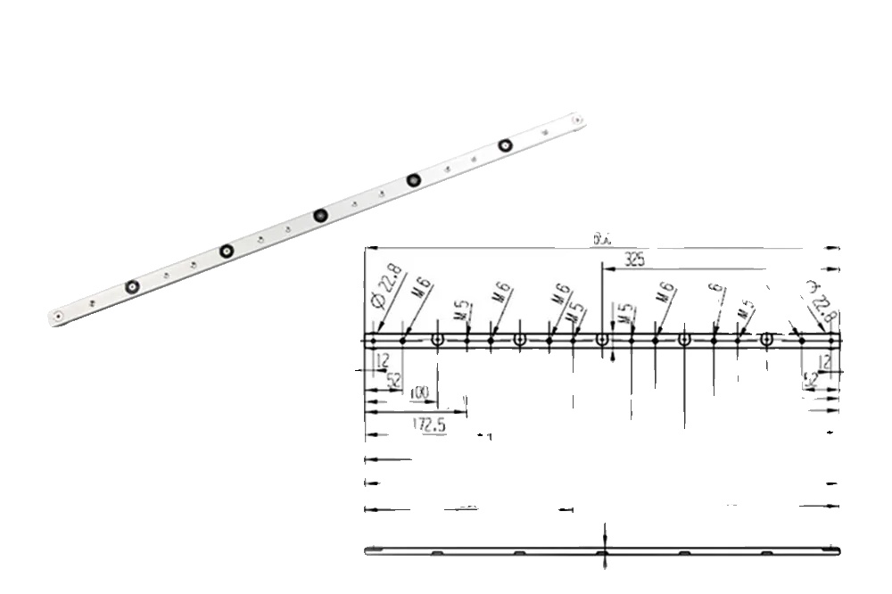 Miter Bar, Aluminiumlegierung, Verstellbare Länge, 650mm