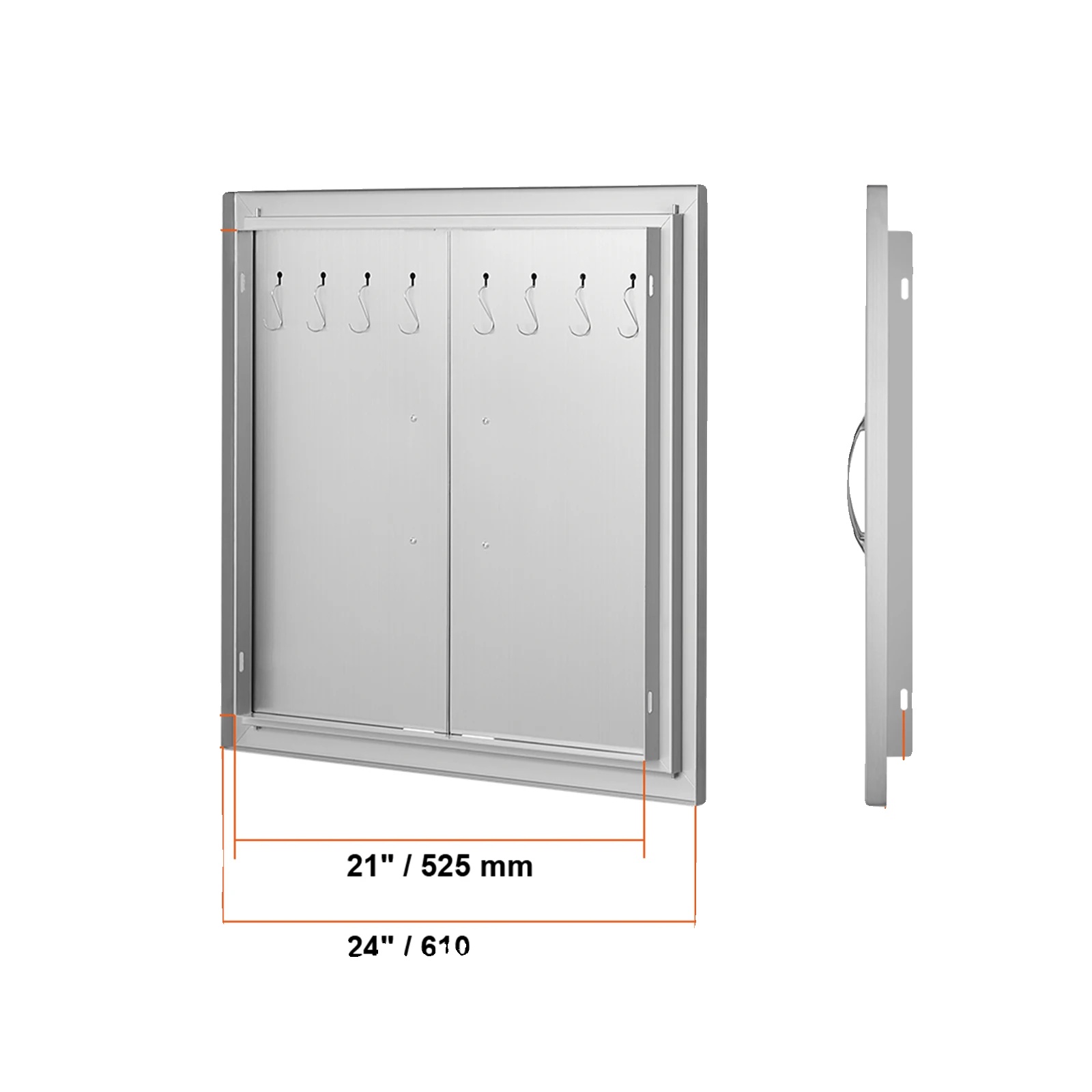 Bbq-zugangstür, Doppelwandiger Edelstahl, Elegantes Design, 24 X 24 In Silber