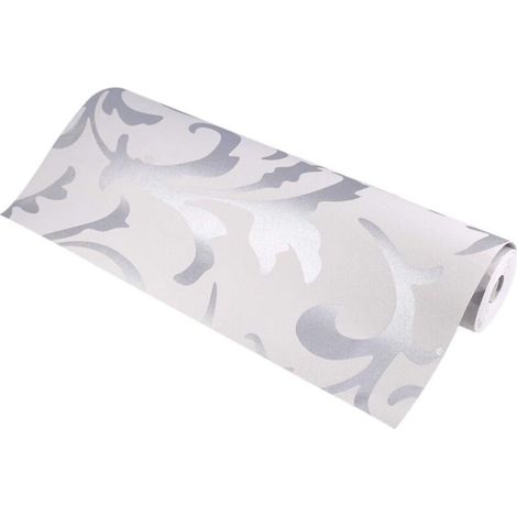 Rosvola 3d Selbstklebende Tapete, Silberne Tapete Mit Tv-raum-dekoration, Luxuriöse Europäische Tapete, 10 M X 53 Cm