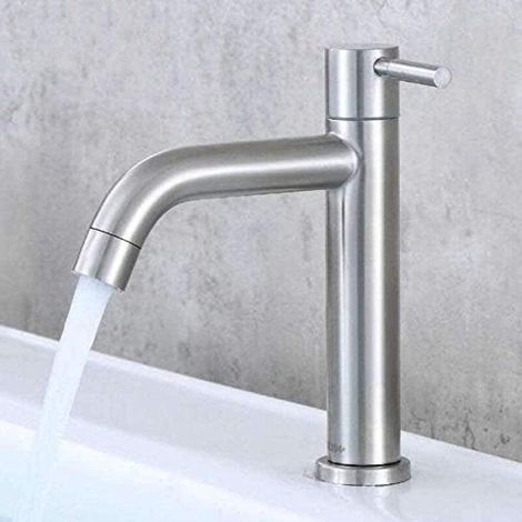 Schwarzer Waschtischhahn – Geeignet Für Badezimmerwaschbecken, Wohnmobile, Gewerbliche Waschbecken, Landwirtschaftliche Betriebe Usw. – 1 Stück, Silberfarben