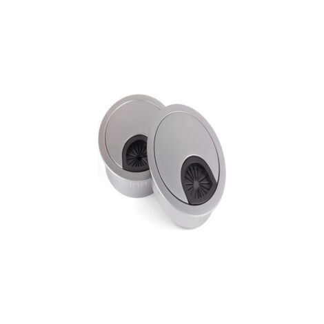 Set Mit 3 Kabeldurchführungen Aus Aluminiumlegierung Für Schreibtische, 60 Mm Durchmesser, Perlsilberfarben