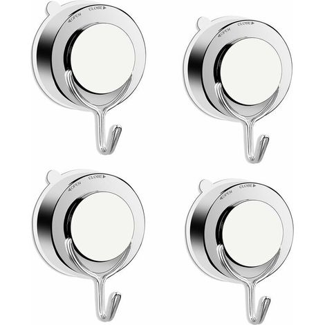 Set Mit 4 Saugnapfhaken, Silberne Saugnäpfe Mit Metallhaken, Wiederverwendbare Saugnapfhalter