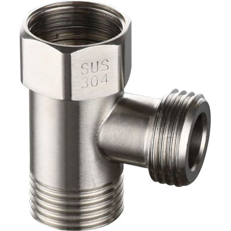 T-adapter Aus Edelstahl – Für Duscharme, Eckarmaturenschläuche Usw. – 1 Stück, Gebürstetes Silber