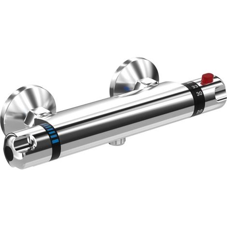 Wandmontierte Thermostatische Duscharmatur Mit Verbrühungsschutz, G 1/2"-anschluss, Messing-duscharmatur Mit Druckknopf, Intelligenter Temperaturkonstantregelung, Chromoberfläche