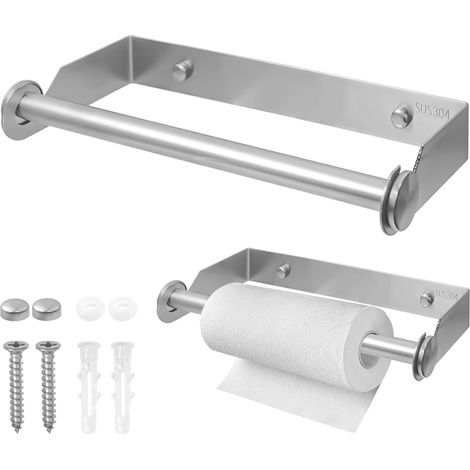 Wandmontierter Tapetenrollenhalter Aus Edelstahl Für Küche Und Bad, 28 Cm, Silber