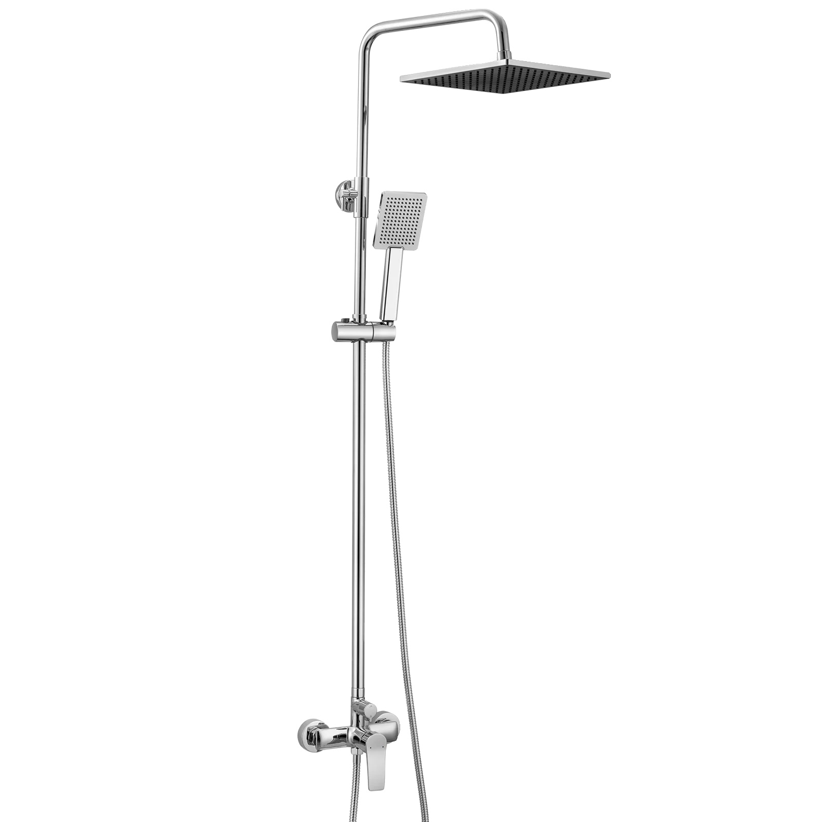 Duschsäule, Höhenverstellbar, Korrosionsbeständiges Design, Chrom, 90-124cm, 10 Zoll
