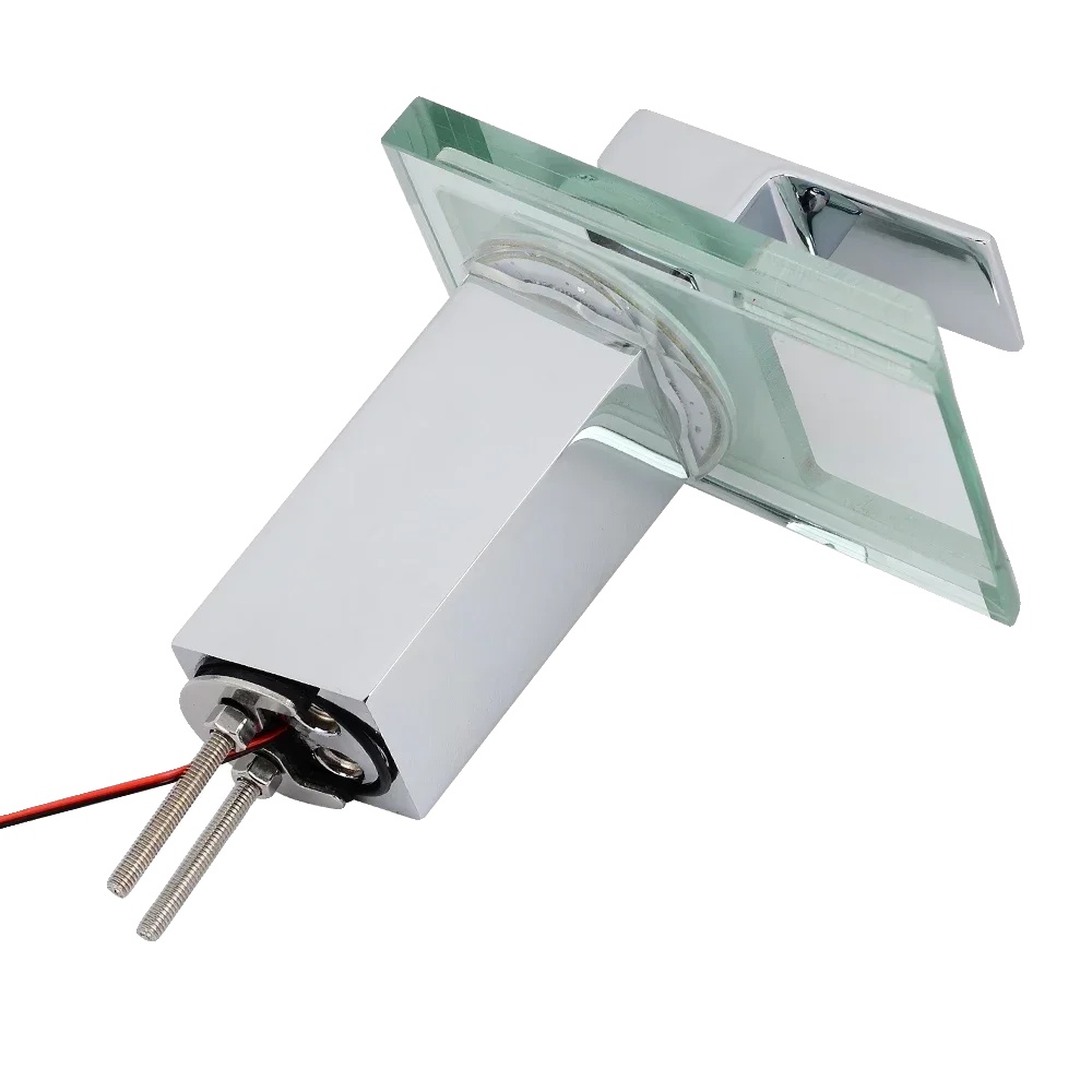 Wasserfall-wasserhahn, Led-beleuchtung, Einhebel-design, Silber