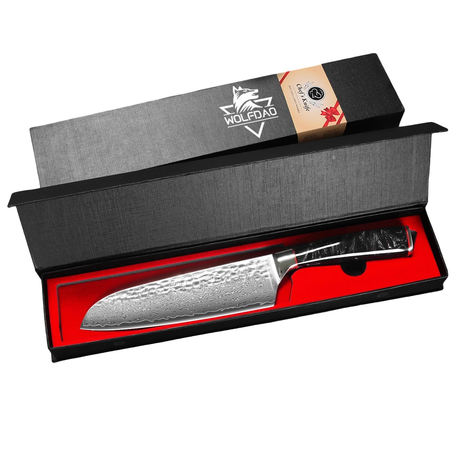Küchenmesser, Damaststahlklinge, Harzgriff, Santoku-schwert