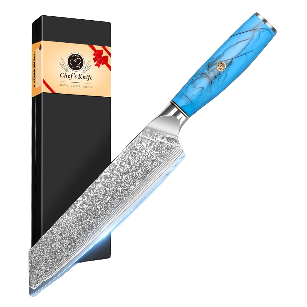 Kochmesser, Damaststahlklinge, Ergonomischer Griff, Gyuto Chef