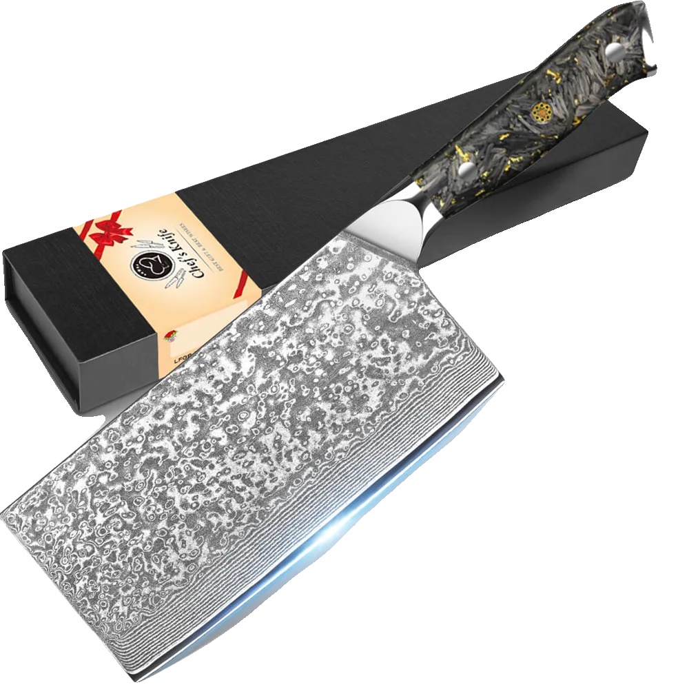 Kochmesser, Damaststahl, 45 Cm Klingenlänge, 78 Cm Gesamtlänge, 33 Cm Griff Länge, 60° Klingenwinkel