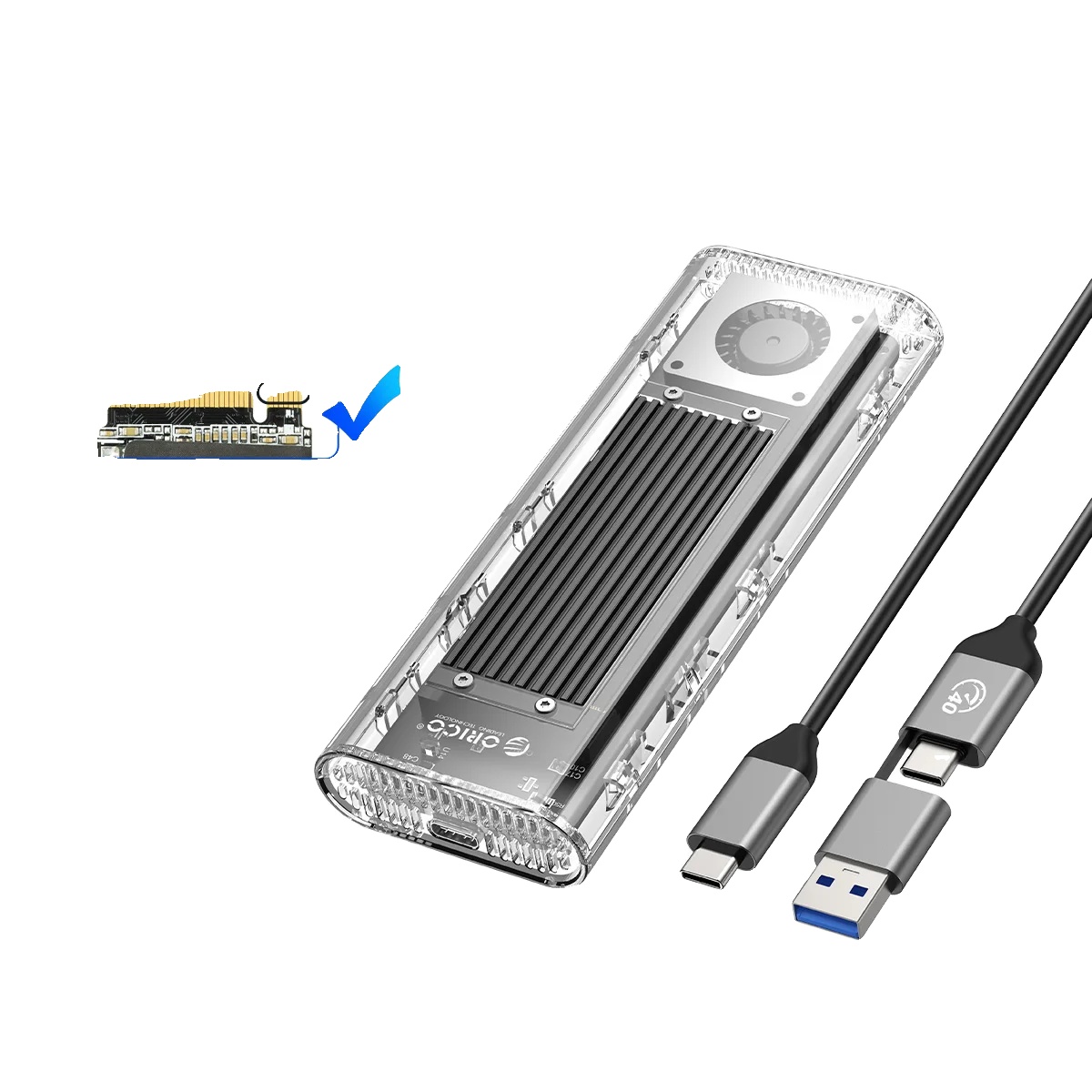 Usb4 M.2 Nvme Ssd-gehäuse, 40 Gbps Übertragungsrate, Integrierter Kühlventilator, Mit Fan Schwarz