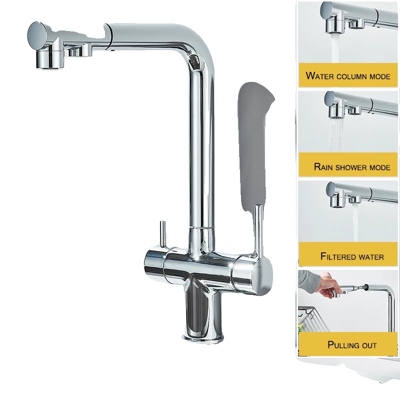 Ziehen Sie Die Küchenarmatur Herunter, Dual-handle, Mehrere Wasser-modi, Chrom