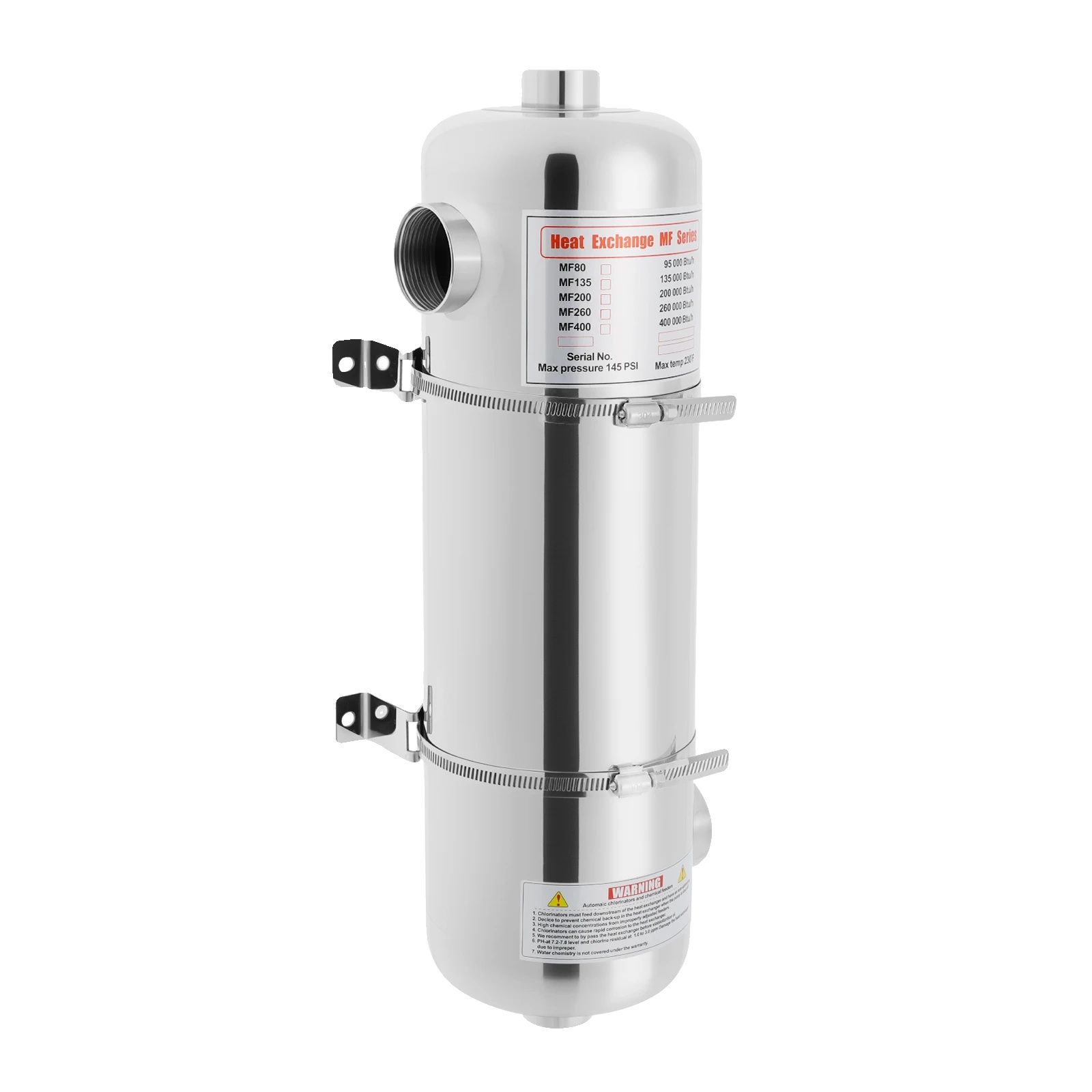 Poolwärmetauscher, 60 Kw Leistung, Edelstahlkonstruktion, Silber