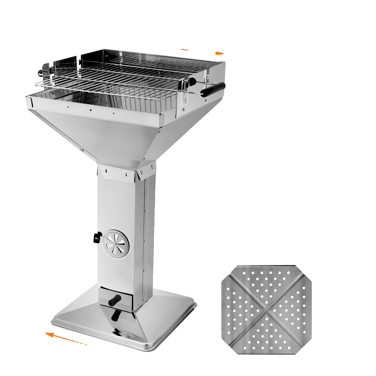 Säulen Bbq Grill, Höhenverstellbar, Edelstahlkonstruktion, Typ 2