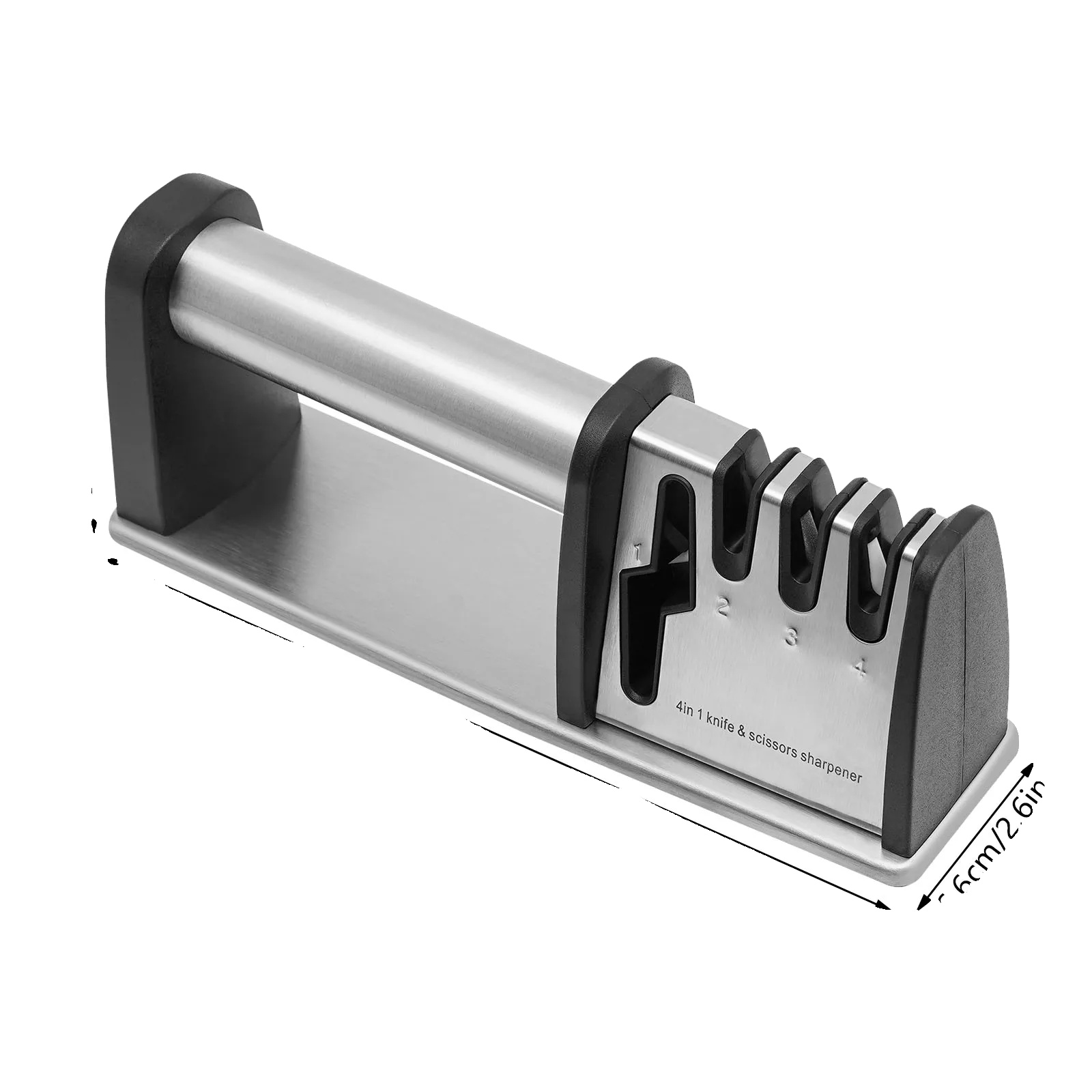 Messerschärfer, 4-in-1-funktion, Langlebige Materialien, Silber, M