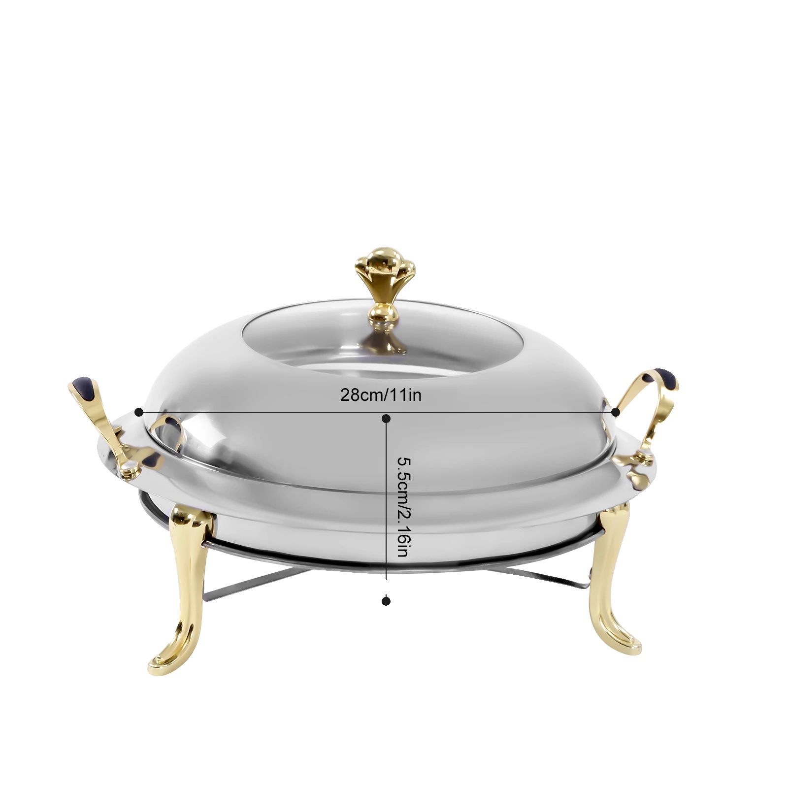 Chafing Dish Set, Edelstahl Speisenwärmer, Verstellbares Feuer, Silber, 3000ml