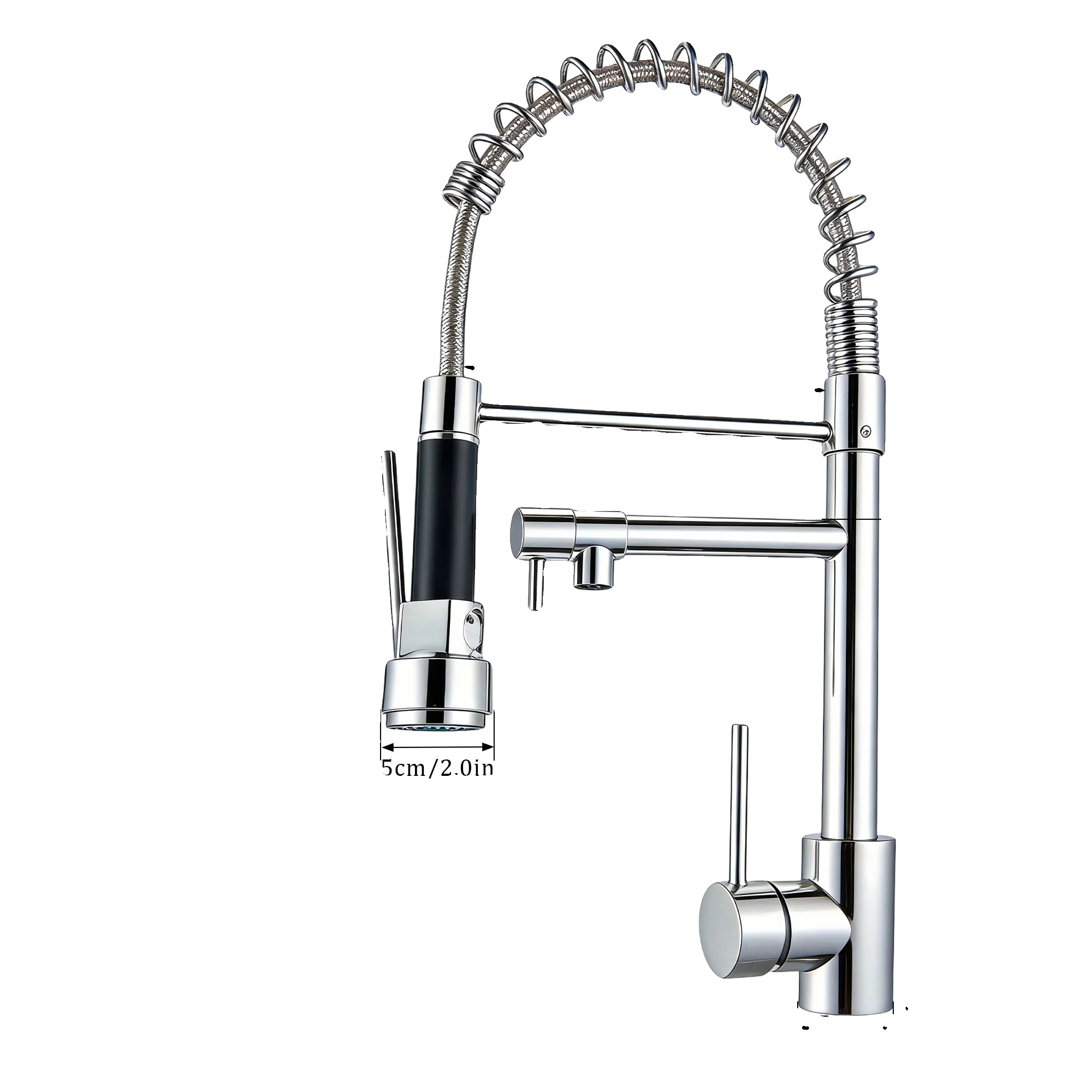 Küchenspüle Wasserhahn, Ausziehbare Sprühdüse, Drehbarer Auslauf, Chrom