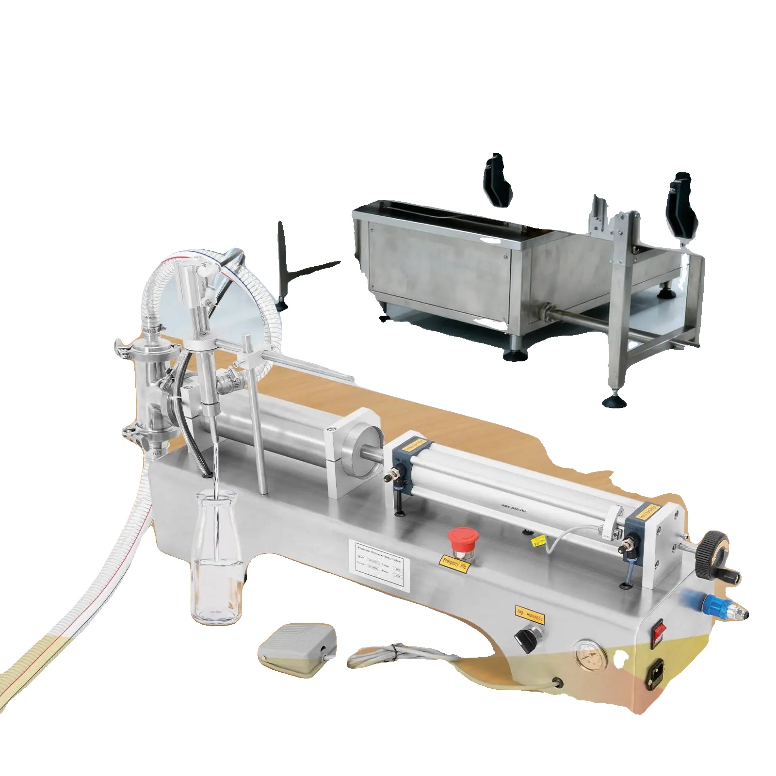 Flüssigkeitsabfüllmaschine, Pneumatische Bedienung, 40 Bpm, Silber