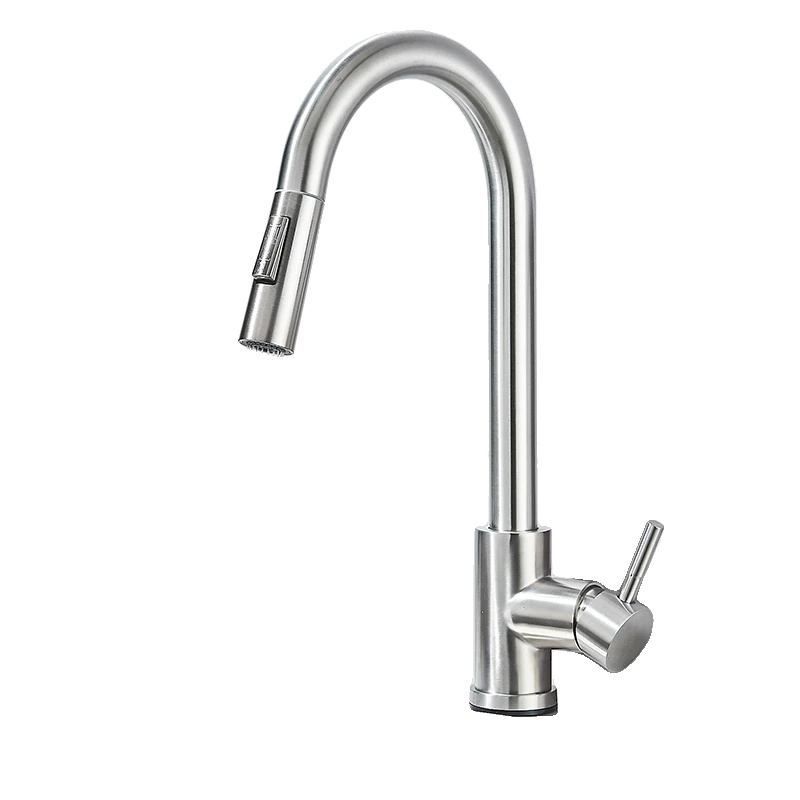 Küchenarmatur, 360° Drehung, Ausziehbare Sprühfunktion, Bürstetes Nickel