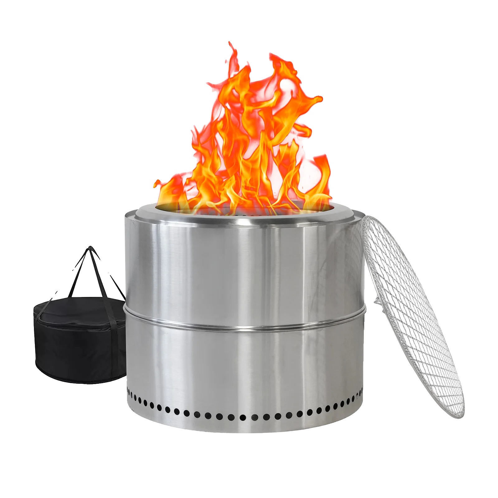 Feuerstelle, Rauchfreies Design, Tragbarer Edelstahl, Silber