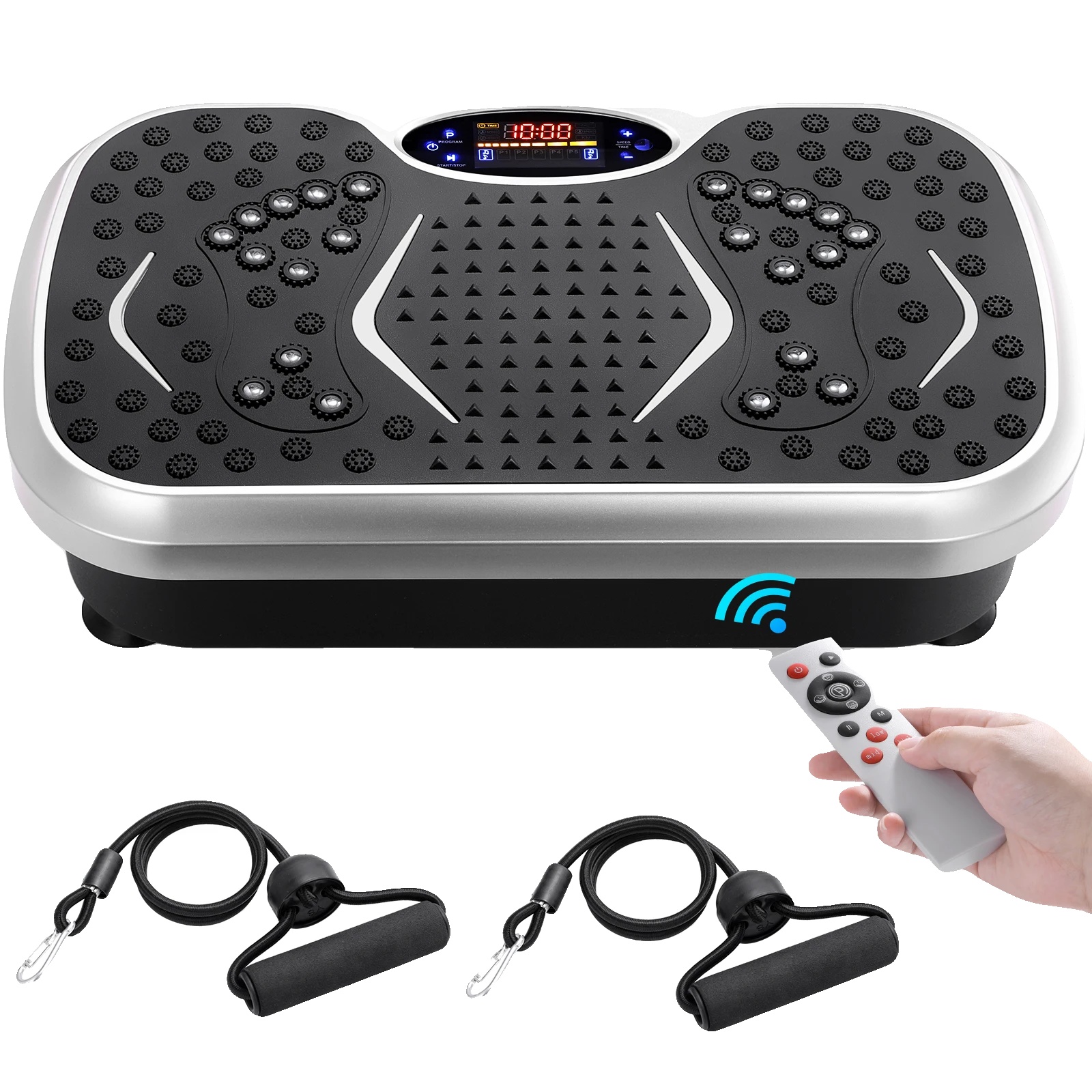 Vibrationsplatte Trainingsgerät, Einstellbare Geschwindigkeitsstufen, Led-steuerpanel, Silber