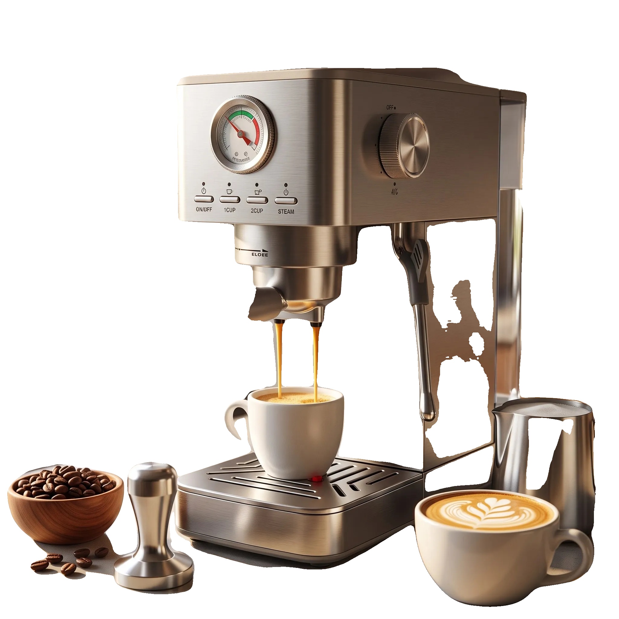 Halbautomatische Espressomaschine, Edelstahl, 36 × 22,9 × 38 Cm, 15 Bar, Halbautomatische Steuerung, Inklusive Kaffeemaschine Und Zubehör