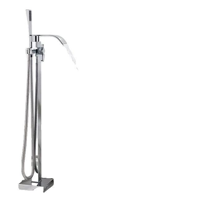 Freistehende Badewannenarmatur, Wasserfallauslauf, Handbrause, Chrom