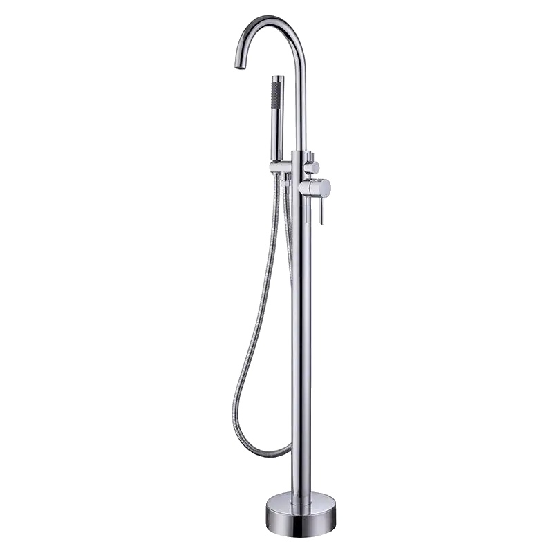 Freistehende Badewannenarmatur, Warm- Und Kaltwasser-mischer, Bodenmontiertes Design, Chrom
