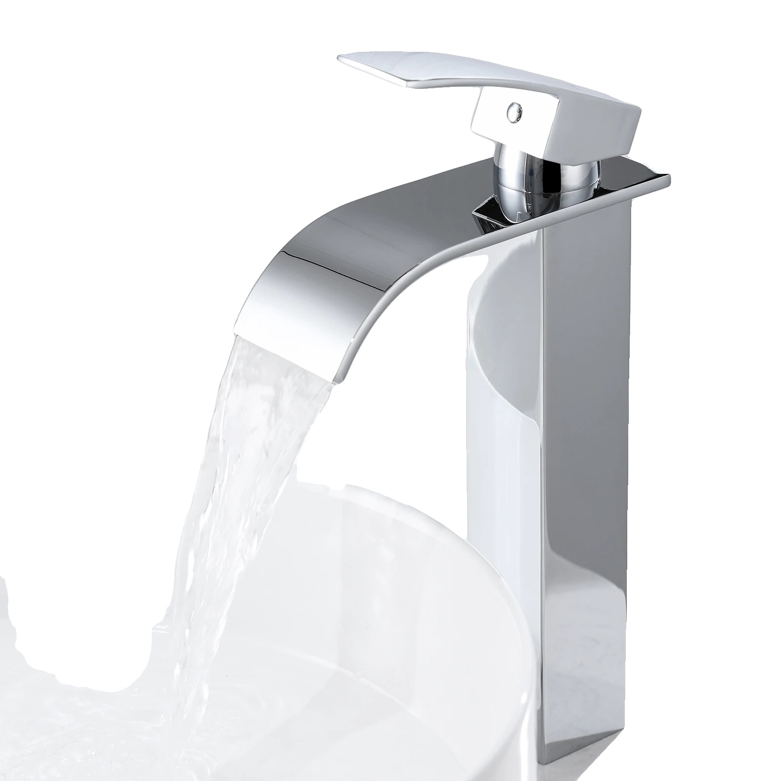 Waschtischarmatur, Wasserfall-design, Edelstahlkonstruktion, Chrom, Edelstahl, G3/8