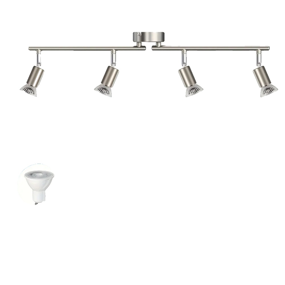 Deckenstrahler, 4-kopf Verstellbar, Dimmbares Led-schienenlicht, Keine Glühbirne, Silber