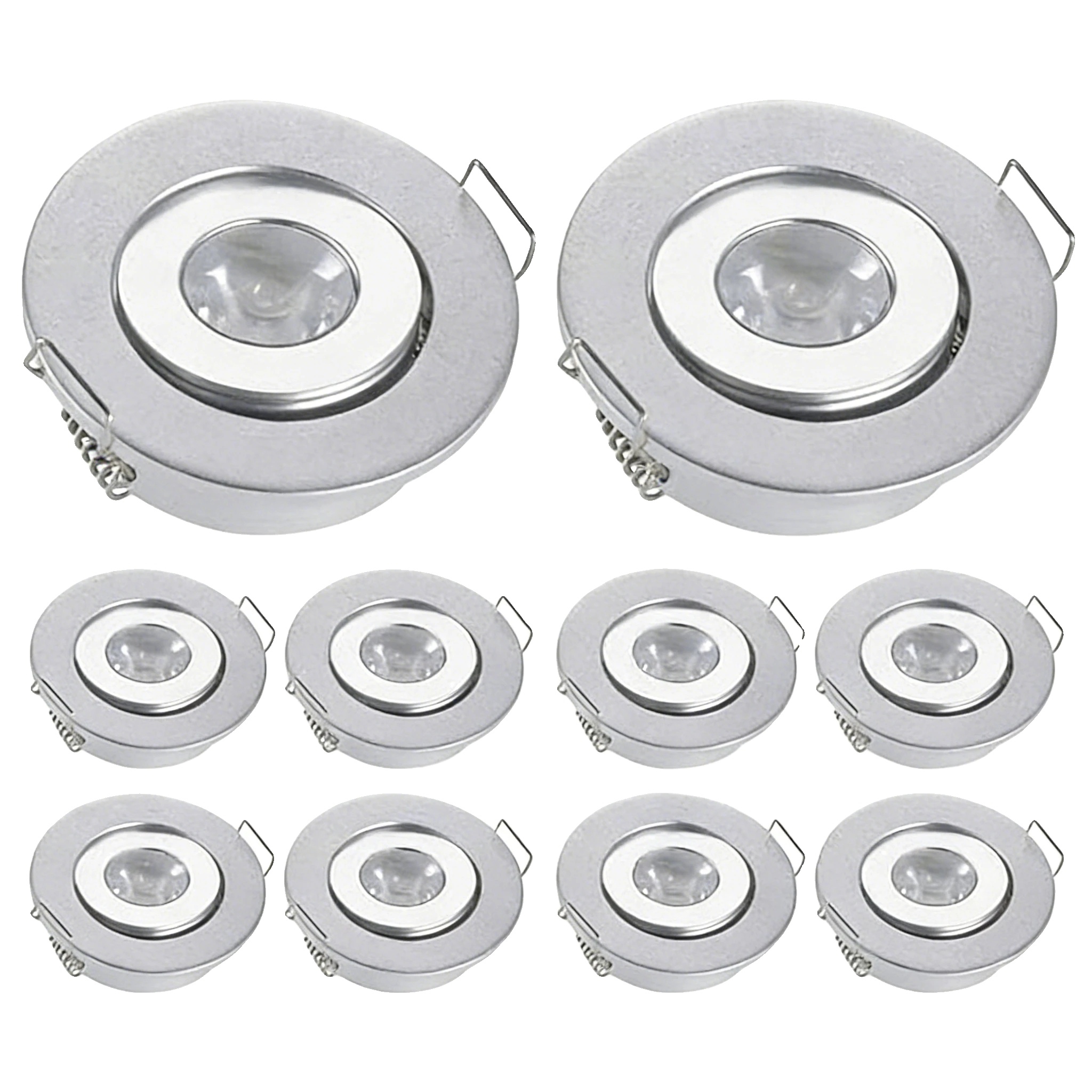 Einbauleuchte, 3w Leistung, Warmweißes Licht, 10pcs Silber, 3w 3000k-a