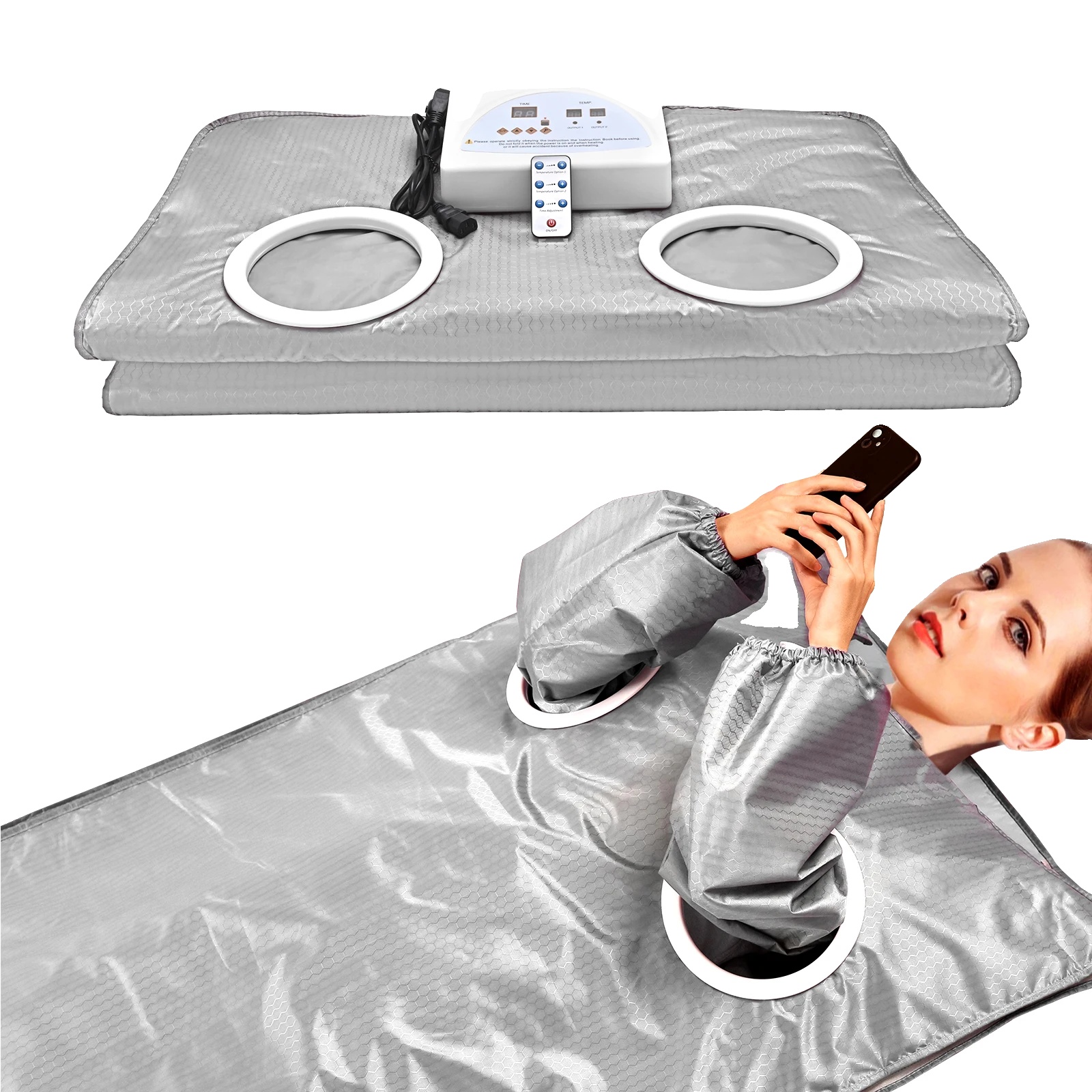 Tragbare Sauna-decke, Ferninfrarot-heizung, Entspannungs-spa, Silber