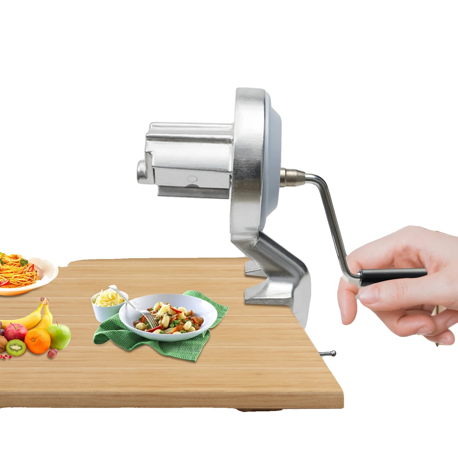 Manueller Nudelmaker, Ergonomischer Griff, Robuste Konstruktion, Silber