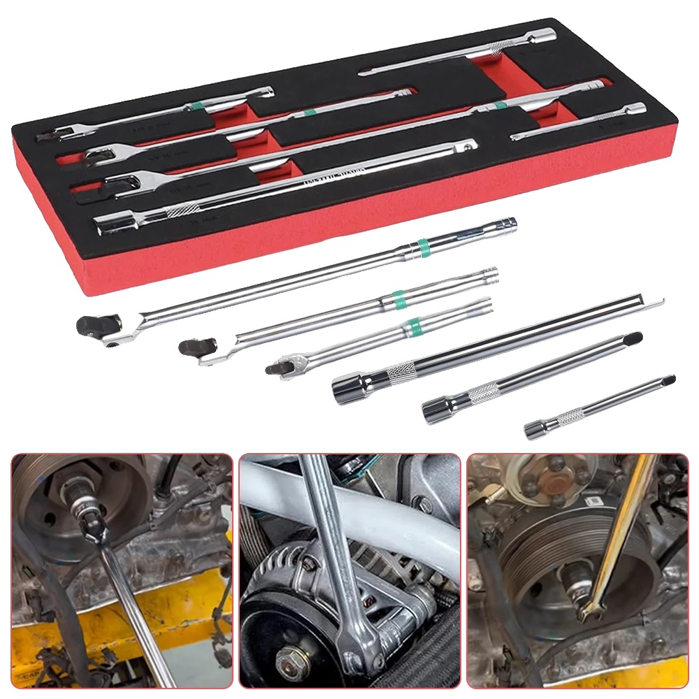 Brecheisen Set, 6 Teile, 180° Schwenkbarer Kopf, Gemischte Antriebsgrößen, Chrom-vanadium-stahl, Ideal Für Autoreparaturen