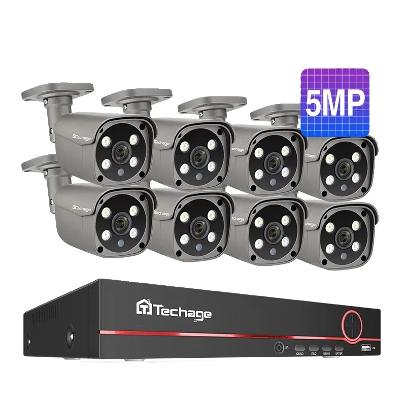 Sicherheitskamerasystem, 5mp Auflösung, Nachtsichtfähigkeit, 8ch 8stück 5mp Kamera, Keine, Eu-stecker