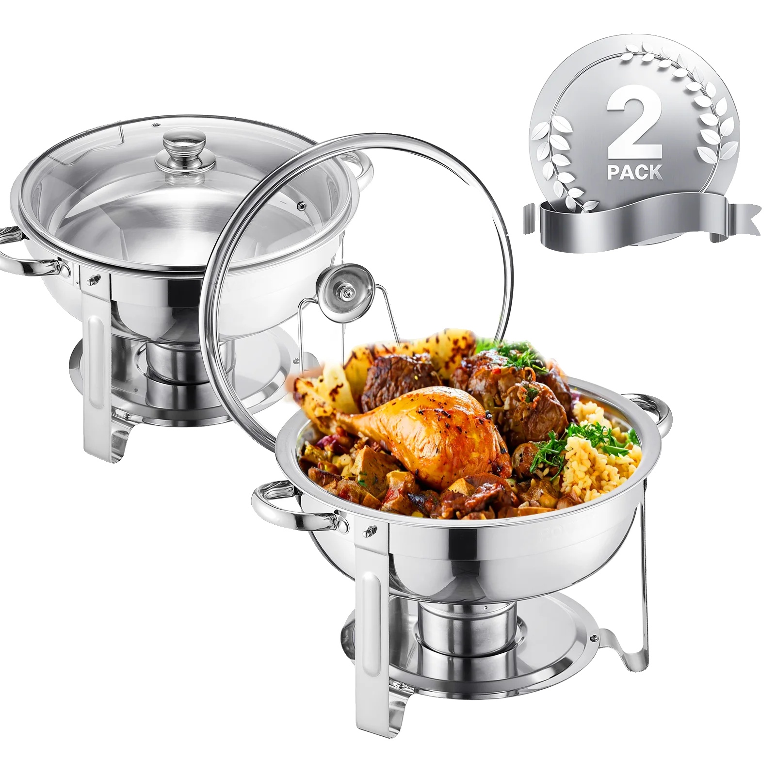 Chafing Dish, Edelstahl, Ideal Für Veranstaltungen, 2er Pack Silber