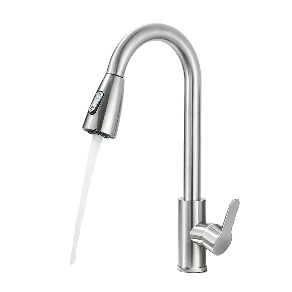 Küchenarmatur, Flexibler Ausziehbrause, Einhebel-design, Gebürstetes Nickel