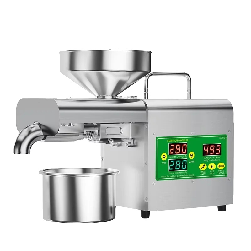 Ölpressmaschine, Doppelte Temperaturregelung, Hohe Effizienz, Silber