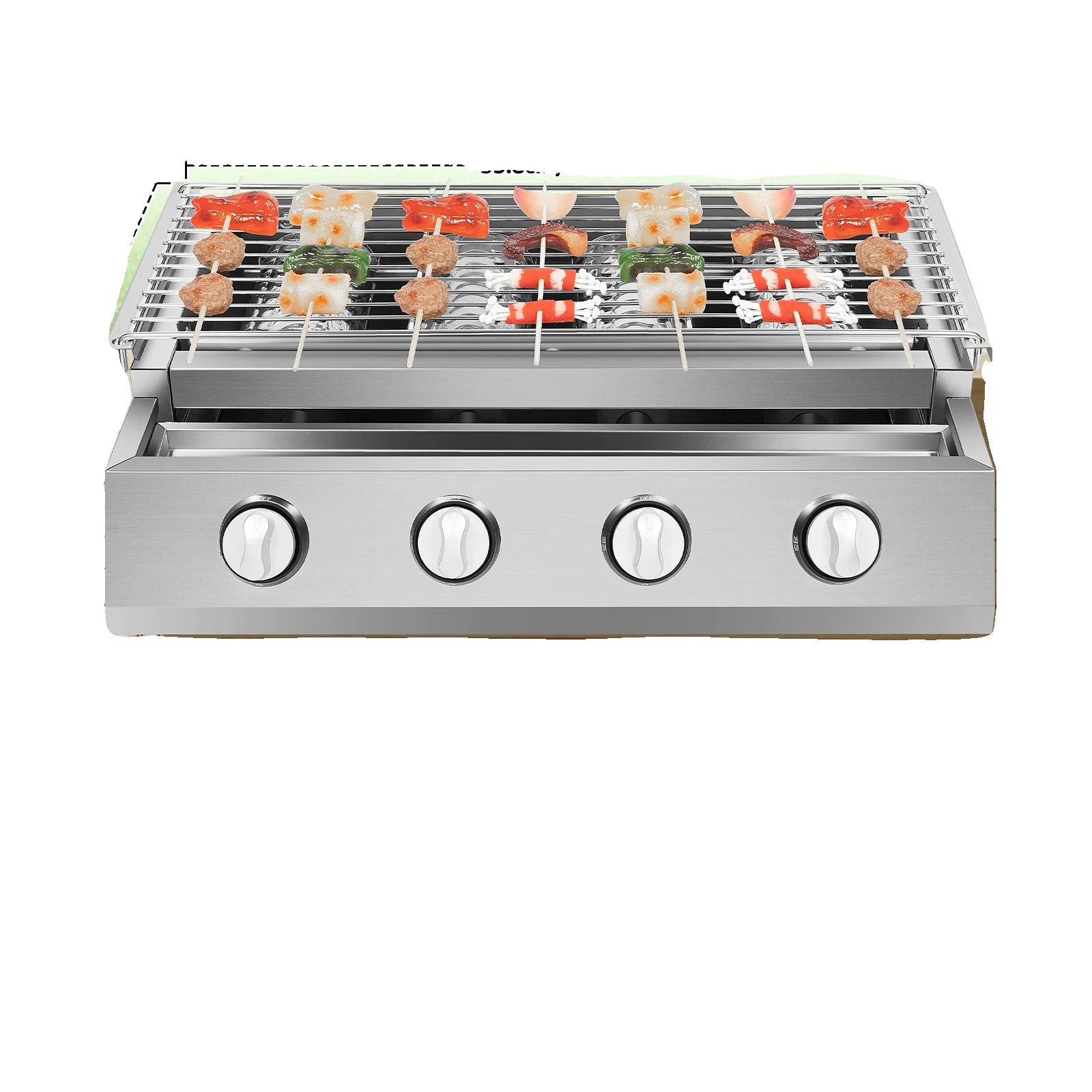 Gasgrill, 4 Brenner, Höhenverstellbar, Edelstahlmaterial, Große Kochfläche, Rauchfreies Kochen