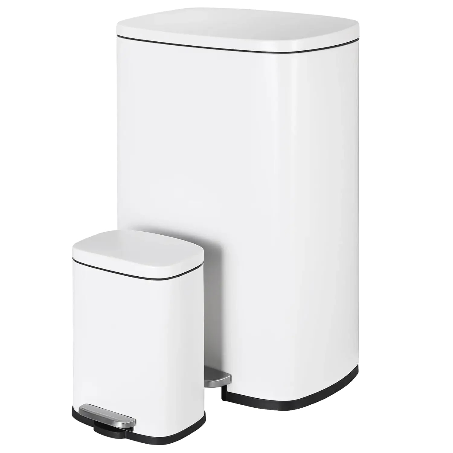 Küchenmüllbehälter, Fußpedalbetrieb, Schmutzabweisendes Design, Weiss, 50l 5l