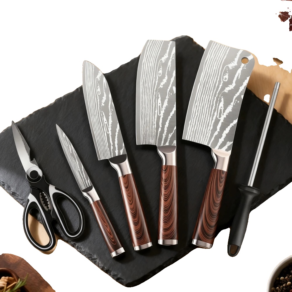 Messer Set, Hochwertiger Kohlenstoff-edelstahl, Ergonomisches Design, 6pcs