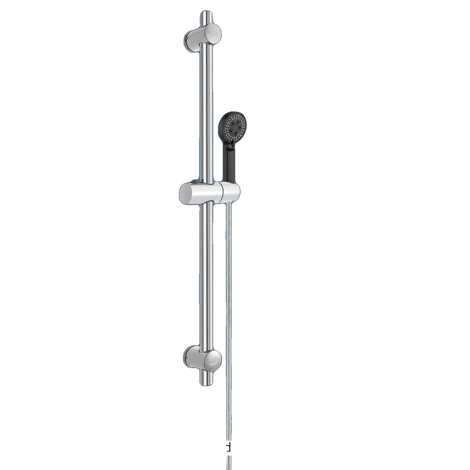Duschgleitschiene, 304 Edelstahl, Verstellbare Höhe 54 Cm, Volle 360° Drehung, Wandmontage, Polierte Oberfläche