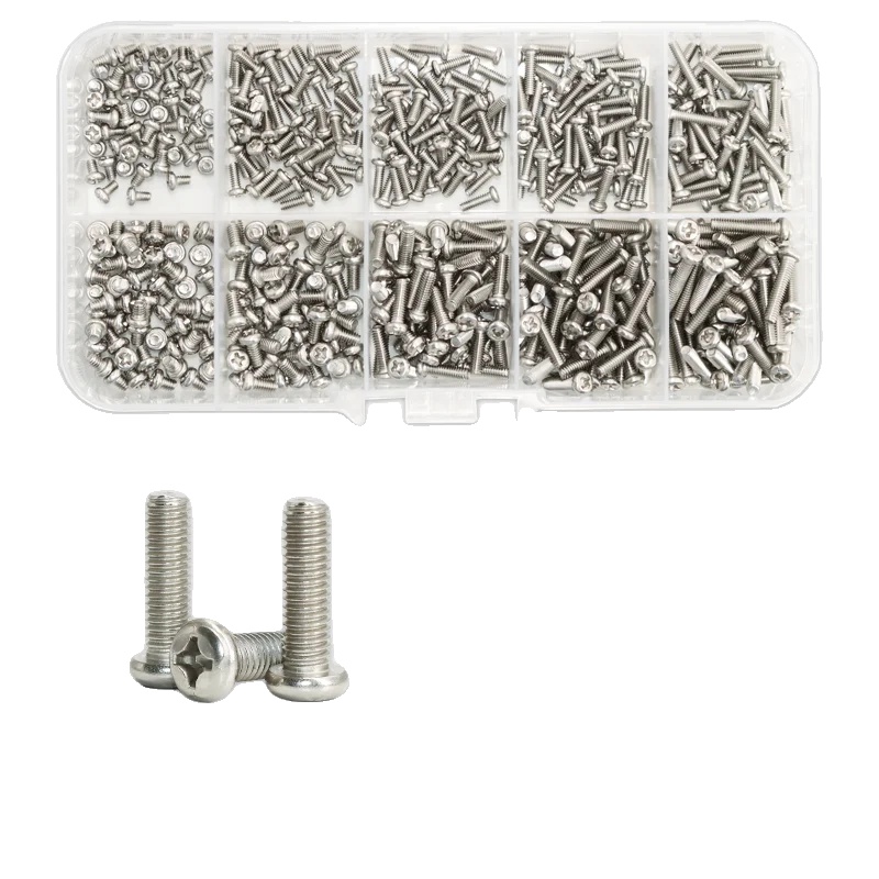 Sechskantschraubensatz, 304 Edelstahl, Phillips-antriebstil, M2 M2.5 (500stück)
