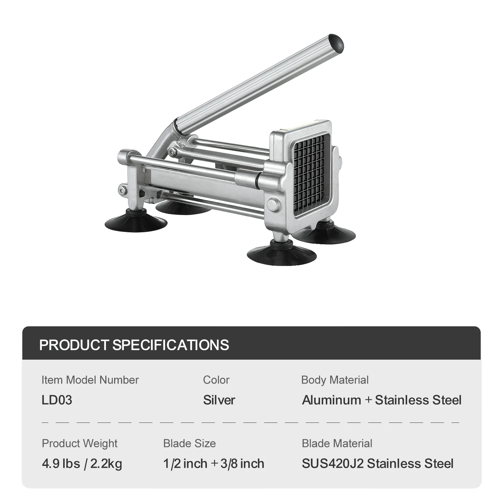 Pommes Frites Schneider, Edelstahlklingen, Ergonomischer Griff, Ld03 2 Größe