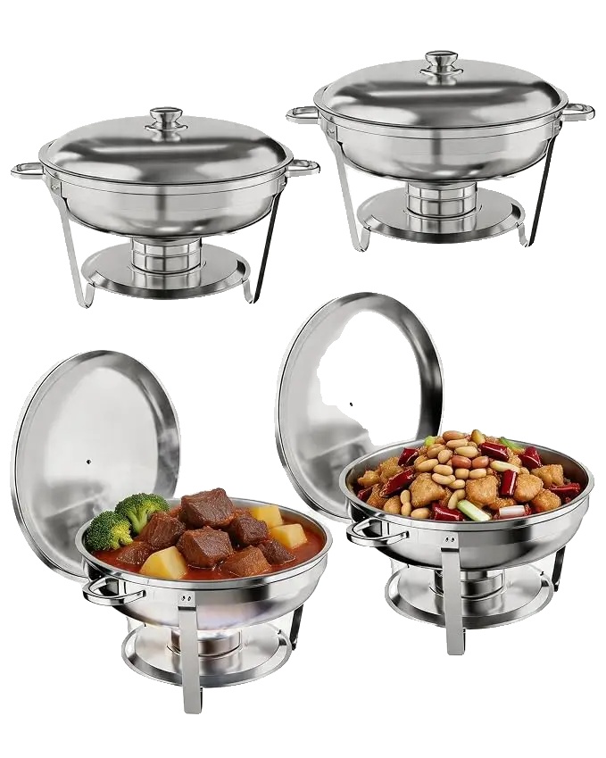 Chafing-dish-set, Edelstahlkonstruktion, Buffetwärmer Für Catering, 4 Stück