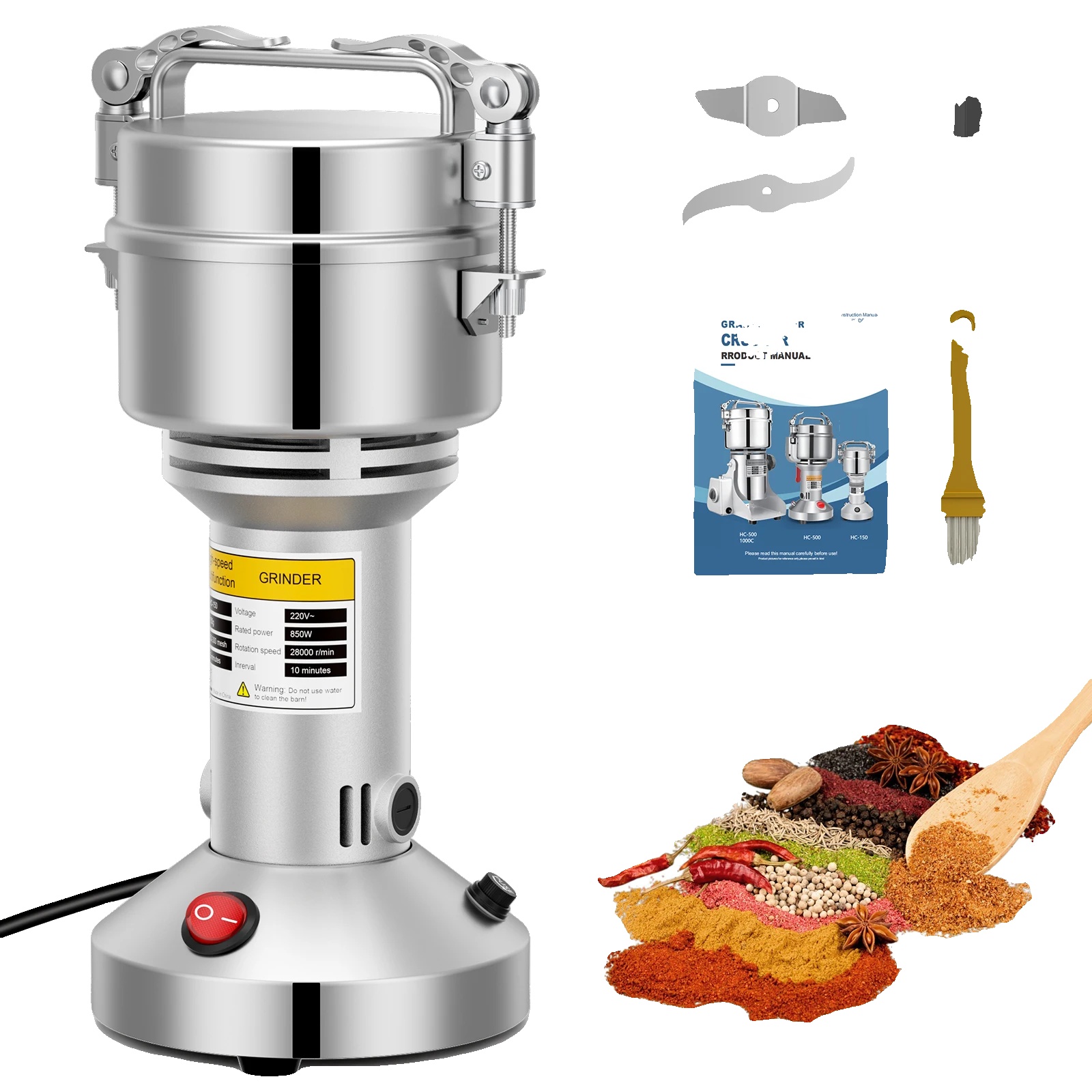 Elektrische Getreidemühle, Hohe Effizienz Beim Mahlen, Robuste Edelstahlkonstruktion, 150g